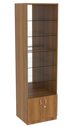 Витрина СЭСП-О №2-500 (З/C - Зеркало) со стеклянными полками, Орех