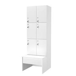 Шкаф для раздевалок со скамейкой КОМБО-Трио №2-1, Белый