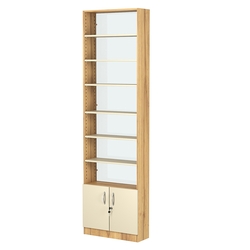 Стеллаж из ДСП с 6-ю полками 200x600 мм серии LEVEL-6 №3-1 (З/C - СТЕКЛО), Дуб Золотистый и Крем Вайс