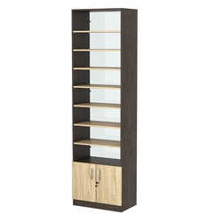 Стеллаж из ДСП с 7-ю полками 350x600 мм серии LEVEL-7 №6-1 (З/C - СТЕКЛО), Дуб Венге + Дуб Сонома