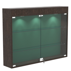 Настенная витрина с бархатом серии БАРОН №3-3А (две полки), Дуб Венге + 10 Green