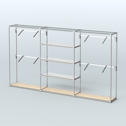 Торговая система ХРОМ без ДСП 3600 мм с зеркальными полками и поручнями №5, Дуб Сонома