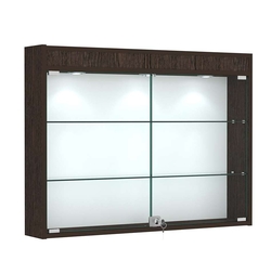 Витрина настенная №3-3А широкая с двумя полками и фризом, Дуб Венге