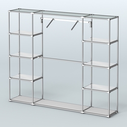 Торговая система ХРОМ без ДСП 2430 мм с зеркальными полками и поручнями №11, Серый