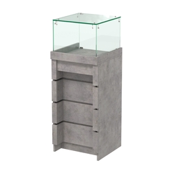 Торговый прилавок узкий с утопленным фасадом №УФ-4-450, Бетон Чикаго светло-серый F186 ST9