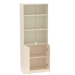 Шкаф офисный со стеклом ШВ-53, Крем Вайс