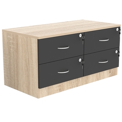 Тумба T-19 900мм (H-450мм c 4-мя выдвижными ящиками), Дуб Сонома + Черный