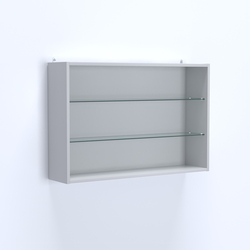 Витрина настенная №203-1Г открытая с двумя полками из стекла, Серый