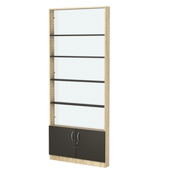 Стеллаж из ДСП с 4-мя полками 100x900 мм серии LEVEL-4 №8-1 (З/C - СТЕКЛО), Дуб Сонома + Черный