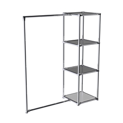 Хромированное вешало ЛИНИЯ №1-4 с зеркальными полками 4мм, Серый