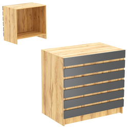 Торговый прилавок прямоугольный с фасадными панелями №1Э, Дуб Золотистый и Темно-Серый