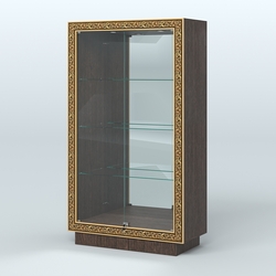 Низкая зеркальная витрина с декором НБА-7, Дуб Венге