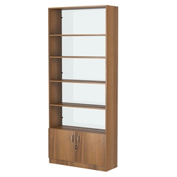 Стеллаж из ДСП с 4-мя полками 300x900 мм серии LEVEL-4 №12-1 (З/C - СТЕКЛО), Орех