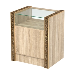 Недорогой прилавок с прозрачным верхом и декоративными молдингами №ПДМ-2-600, Дуб сонома