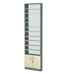 Стеллаж из ДСП с 10-ю полками 100x600 мм серии LEVEL-10 №1-2 (З/C - ЗЕРКАЛО), Темно-серый + Крем Вайс