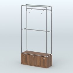 Торговая система ХРОМ без ДСП 1200 мм №4-1 с тумбой Т-11 и поручнями, Орех