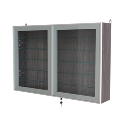 Витрина настенная №3-5А широкая с пятью стеклянными полками серии Collecto, Ясень Анкор темный