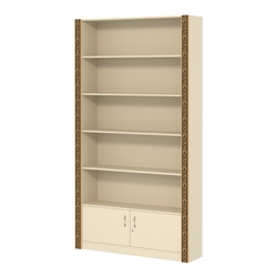 Торговый декорированный стеллаж с накопителем №СБА-1-1ВД-300, Крем Вайс