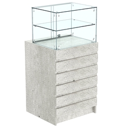 Торговый прилавок со стеклянной надставкой и фасадными панелями №5Э-01, Метрополитан Грей