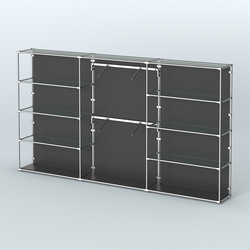 Торговая система ХРОМ (задняя стенка - ДСП) 3600 мм с прозрачными полками и поручнями №6, Черный