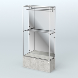 Торговая система ХРОМ (задняя стенка - зеркало) 1200 мм №1-3 с тумбой Т-15 и поручнями, Метрополитан Грей