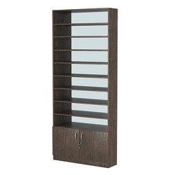 Стеллаж из ДСП с 8-ю полками 200x900 мм серии LEVEL-8 №10-2 (З/C - ЗЕРКАЛО), Дуб Венге