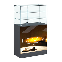 Прилавок со световым коробом и широкими полками №3, Антрацит