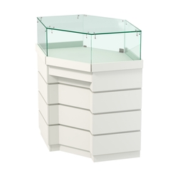 Торговый прилавок угловой внешний с утопленным фасадом №УФ-5, Белый