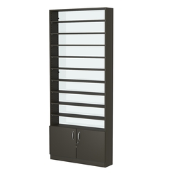 Стеллаж из ДСП с 9-ю полками 200x900 мм серии LEVEL-9 №10-1 (З/C - СТЕКЛО), Черный