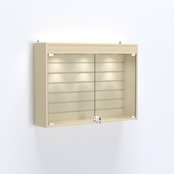 Витрина настенная №203-2Б широкая со встроенной подсветкой , Крем Вайс