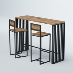 Комплект барный стол "Кофе-брейк" №6 и стулья, Дуб Канзас коричневый