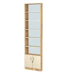 Стеллаж из ДСП с 5-ю полками 100x600 мм серии LEVEL-5 №1-2 (З/C - ЗЕРКАЛО), Дуб Золотистый и Крем Вайс