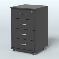 Тумба подкатная 4 ящика, цвет венге, Черный