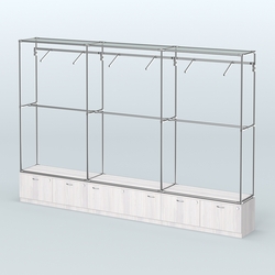 Торговая система ХРОМ без ДСП 3600 мм №7 с тумбами Т-15, Т-11 и поручнями, Ясень Анкор светлый