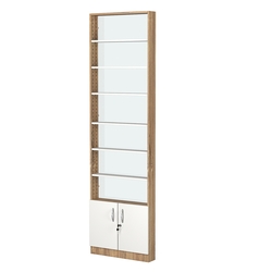 Стеллаж из ДСП с 6-ю полками 100x600 мм серии LEVEL-6 №1-1 (З/C - СТЕКЛО), Дуб Канзас коричневый + Белый