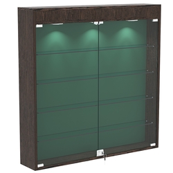 Настенная витрина с бархатом серии БАРОН №4-4А (четыре полки), Дуб Венге + 10 Green