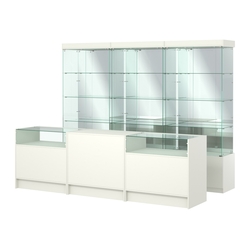 Комплект стеклянных витрин ИС-03 и прилавков ЭК-2, Белый