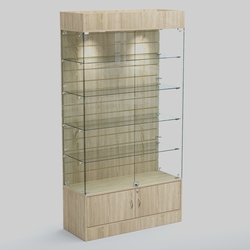 Витрина СЕТЬ №1-П с экономпанелью и полками, Дуб Сонома