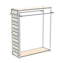Хромированный стенд-вешало ETD-38 №1-3 (торец-ЭП) с полками ДСП 16мм, Крем Вайс