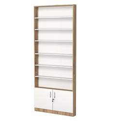 Стеллаж из ДСП с 6-ю полками 100x900 мм серии LEVEL-6 №8 (З/C - ДВП), Дуб Канзас коричневый + Белый