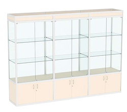 Витрина стеклянная алюминиевая модульная с прозрачной стенкой ВСА-9, Крем Вайс