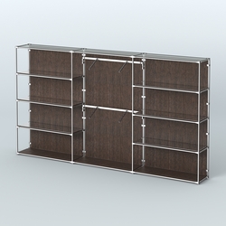 Торговая система ХРОМ (задняя стенка - ДСП) 3600 мм с зеркальными полками и поручнями №6, Дуб Венге