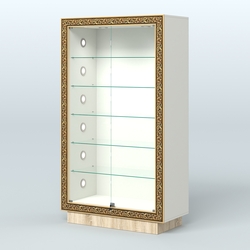 Низкая витрина с декором и замком НБА-505С, Белый + Дуб Сонома