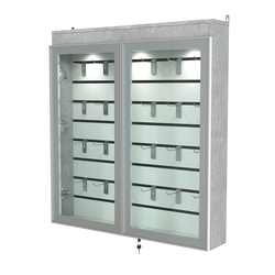 Витрина настенная №4-2Б закрытая с экономпанелью и фризом серии Collecto, Метрополитан Грей