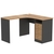 Стол угловой с ящиками СУ-01-П (правосторонний) Черный + Дуб Канзас коричневый