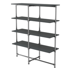 Хромированный стенд Прогресс №1-4 (с полками ДСП 16мм), Антрацит