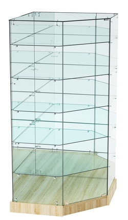 Витрина Хит продаж №517 (угловая пятигранная, закрытая, З/C - зеркало), Дуб сонома