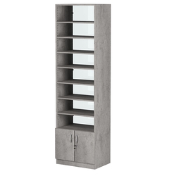 Стеллаж из ДСП с 8-ю полками 400x600 мм серии LEVEL-8 №7-1 (З/C - СТЕКЛО), Бетон Чикаго светло-серый F186 ST9