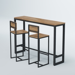 Комплект барный стол "Кофе-брейк" №10 и стулья, Дуб Канзас коричневый