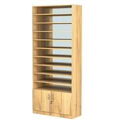 Стеллаж из ДСП с 9-ю полками 400x900 мм серии LEVEL-9 №14-2 (З/C - ЗЕРКАЛО), Дуб Золотистый